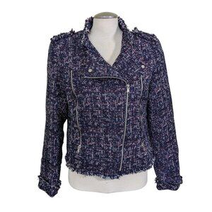 DEX The Suit Shop New York Womens L Tweed Textured Blazer Jacket Moto Classic